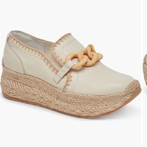 Women's Cream Espadrille Wedge Loafers